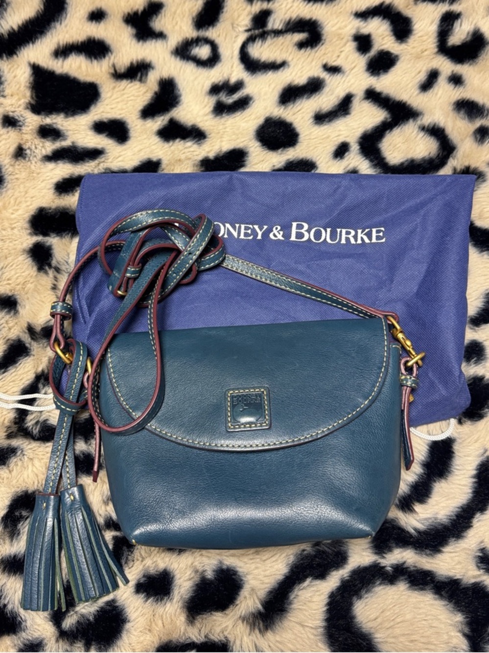 Dooney & Bourke Teal Leather Crossbody with Tassel